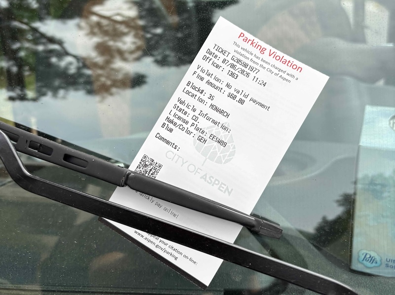 $60 parking ticket in Aspen