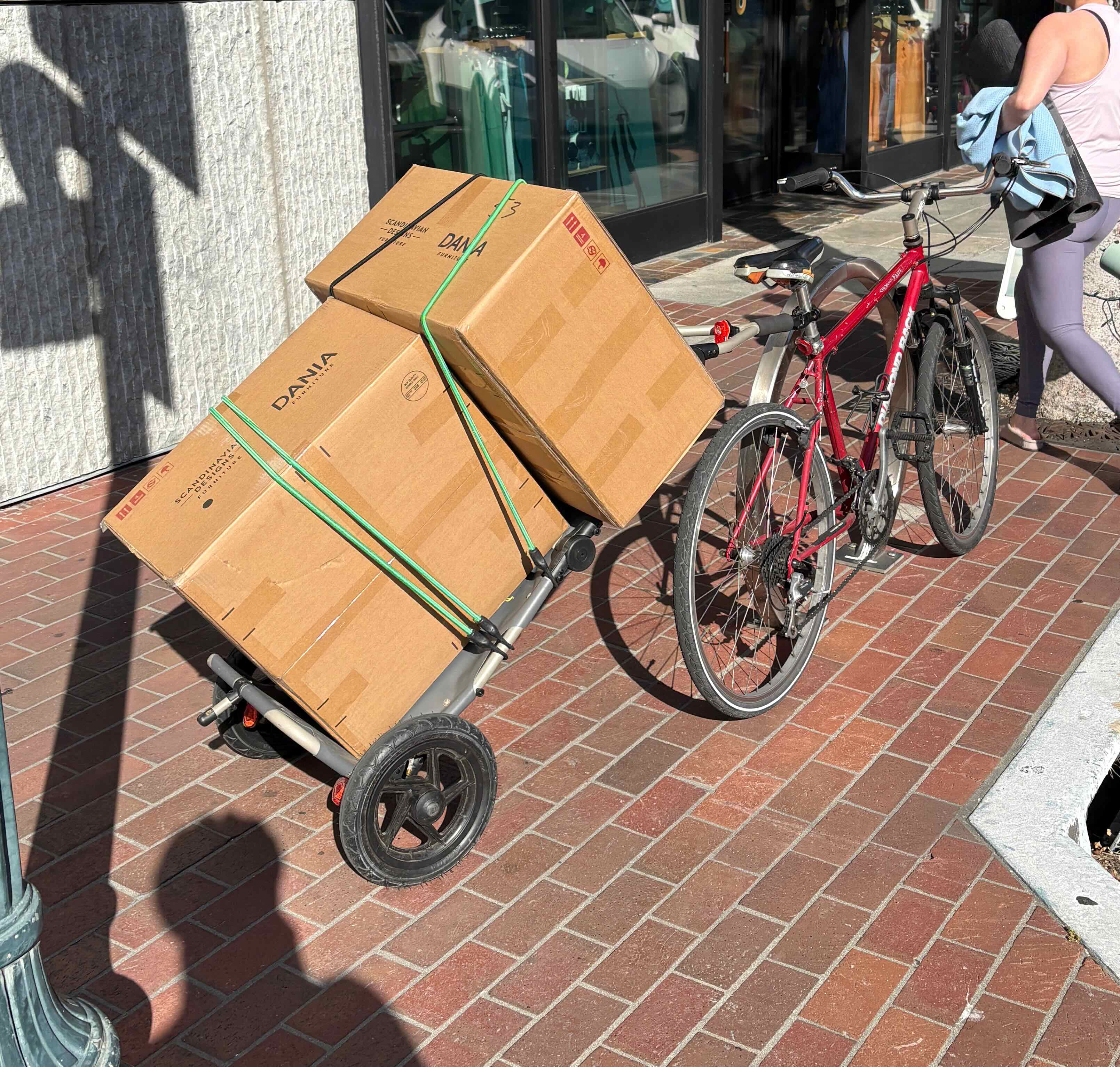 Travoy with two furniture boxes stacked on it