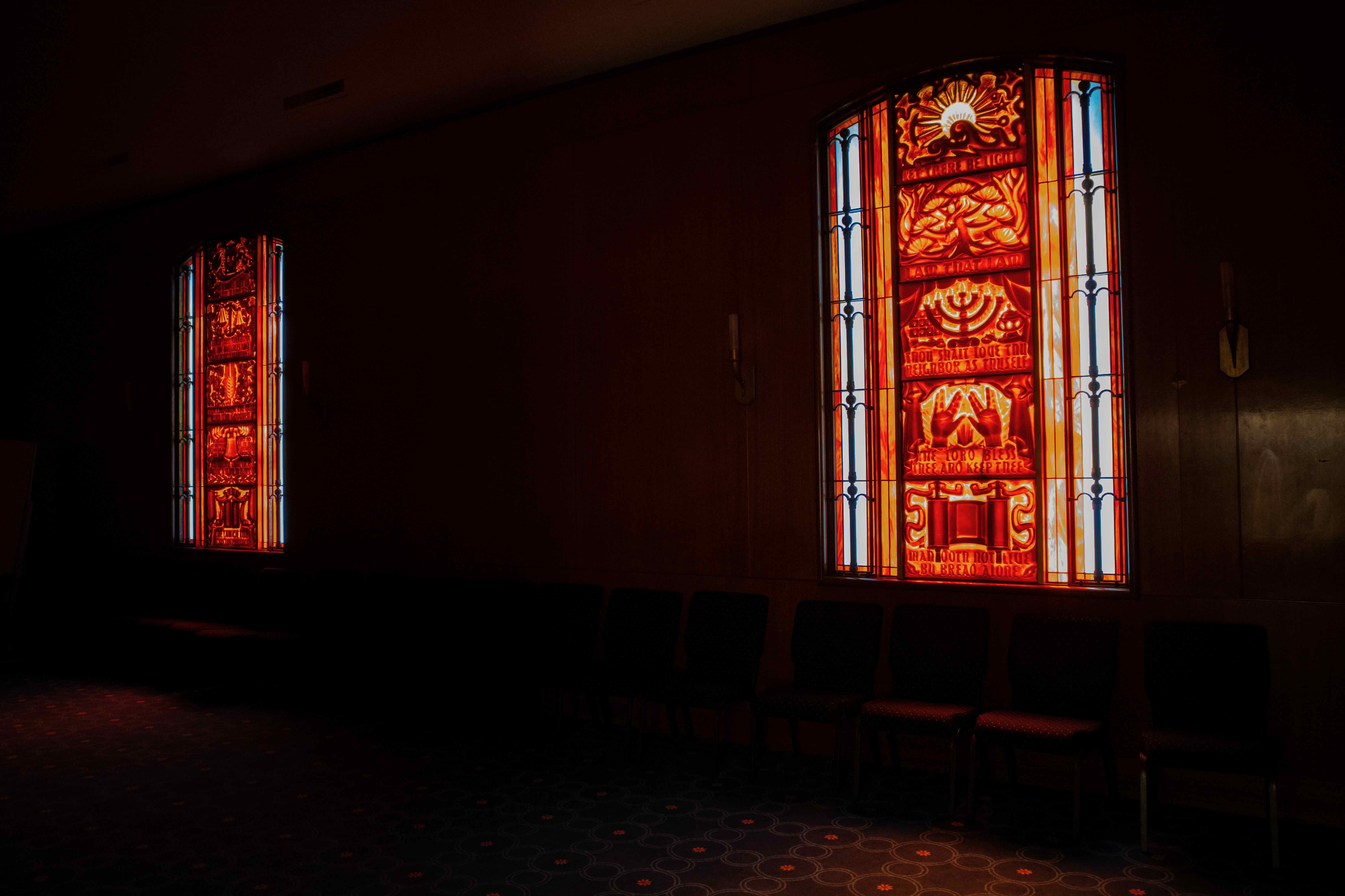 stained glass inside congregation emanu-el