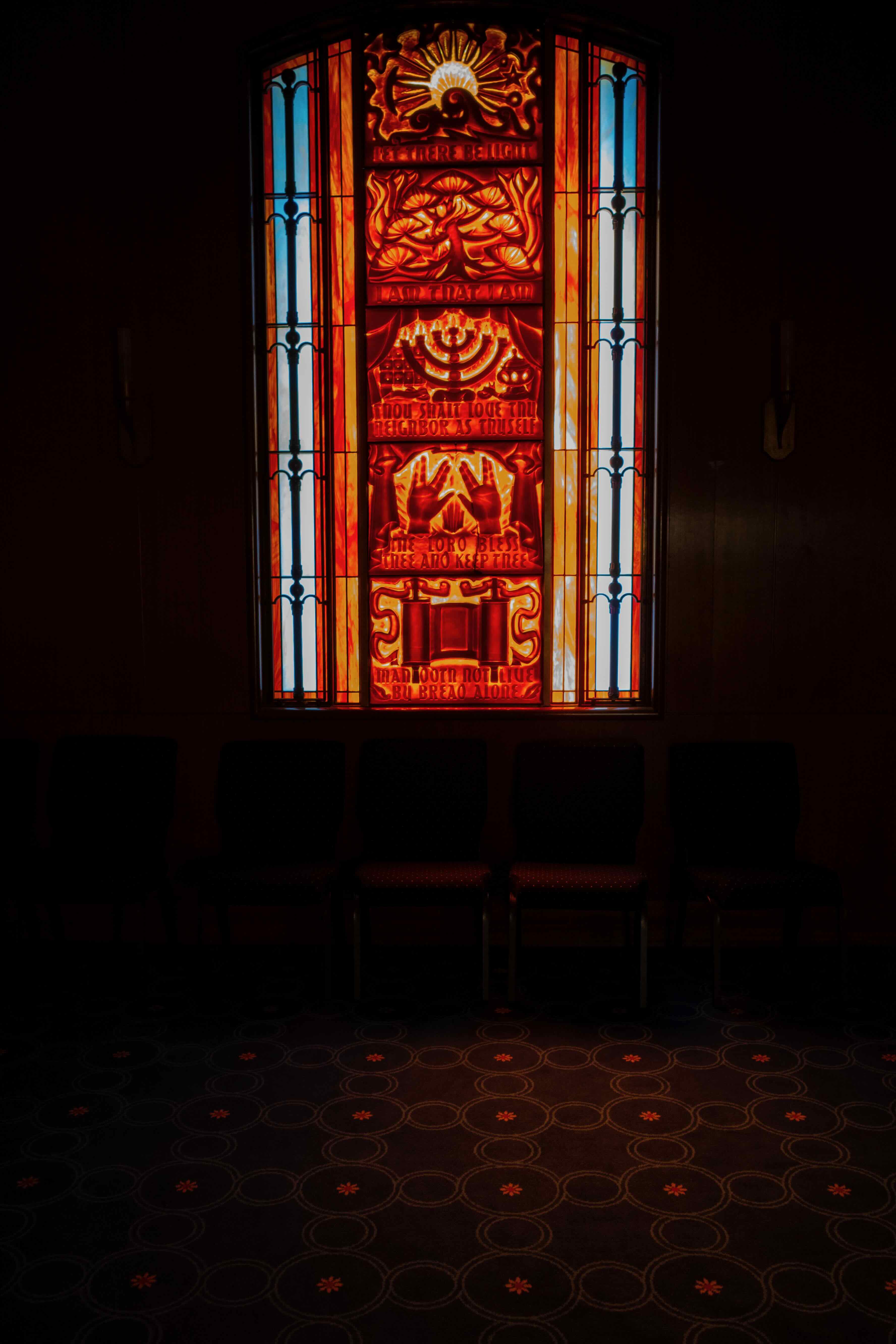stained glass inside congregation emanu-el