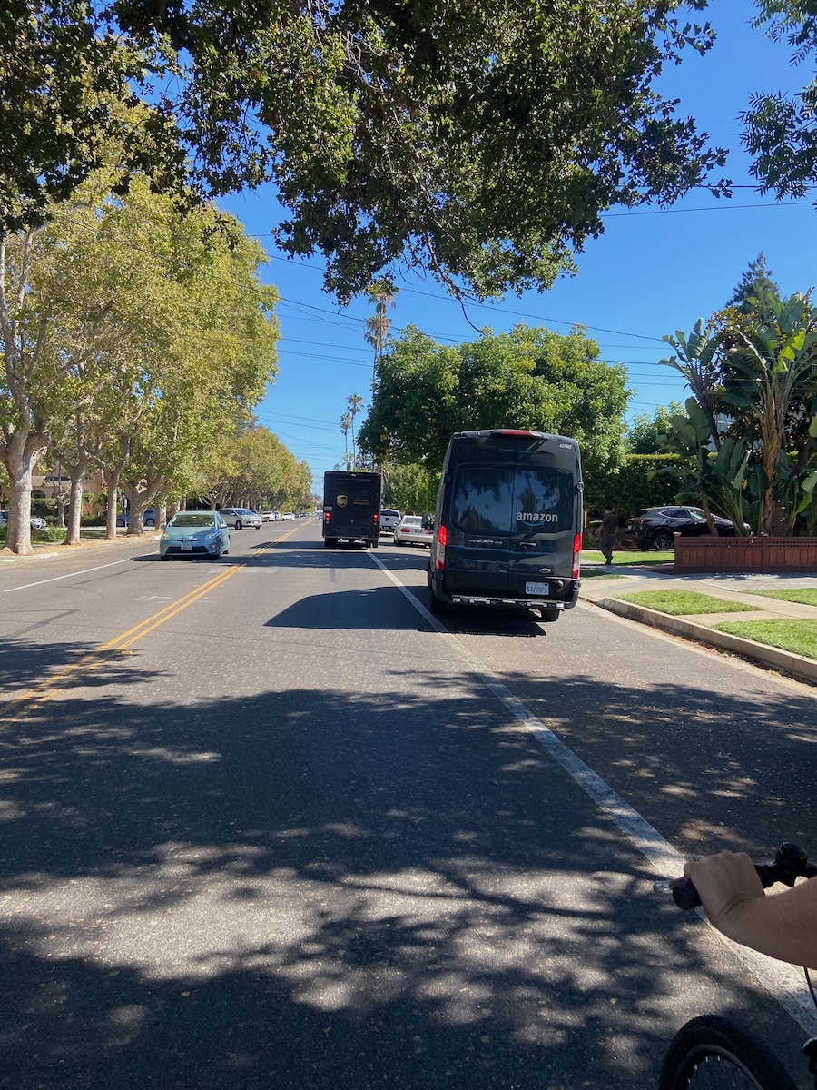 palm avenue bike lane blocked by delivery drivers