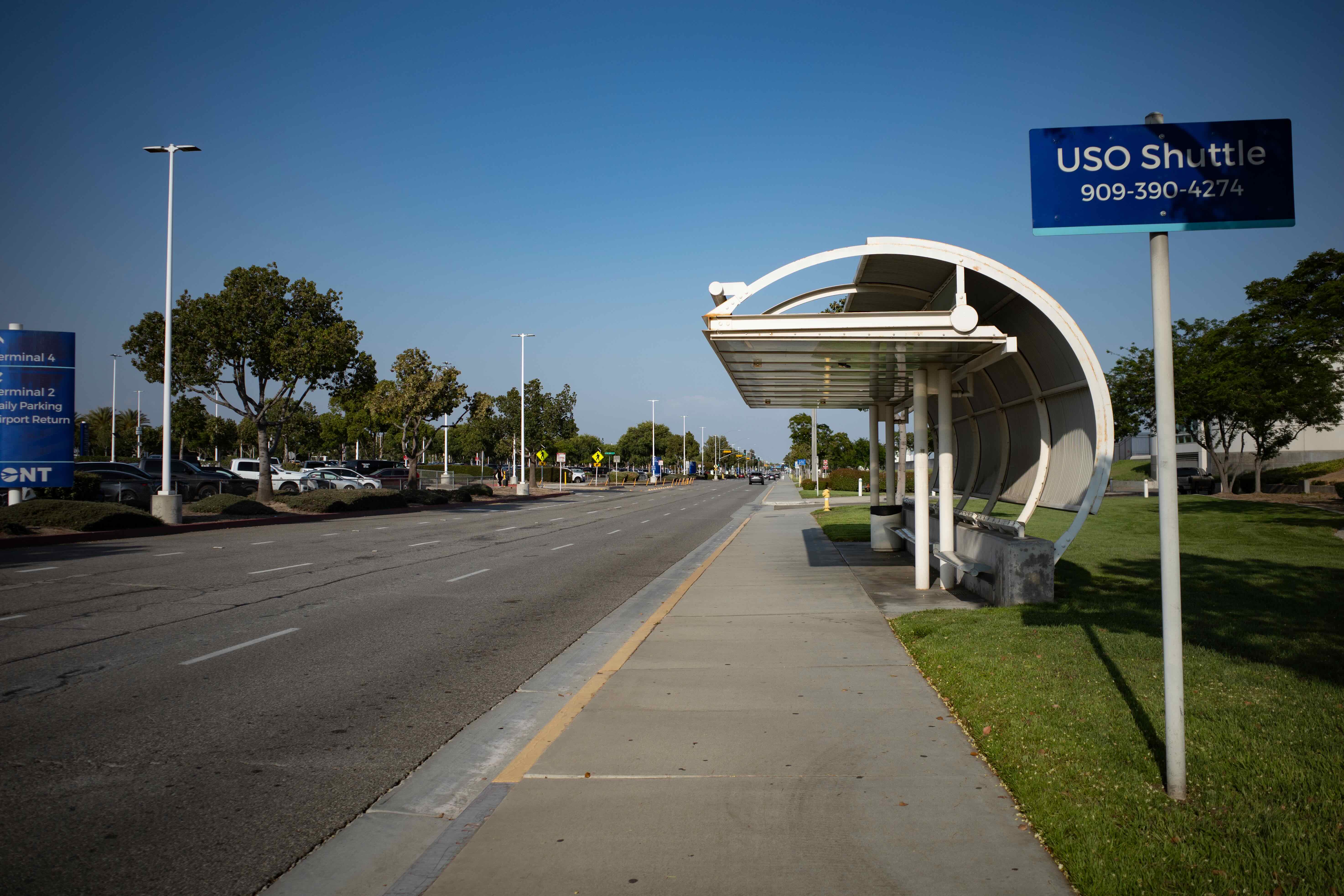 Military shuttle stop, at the Ontario airport