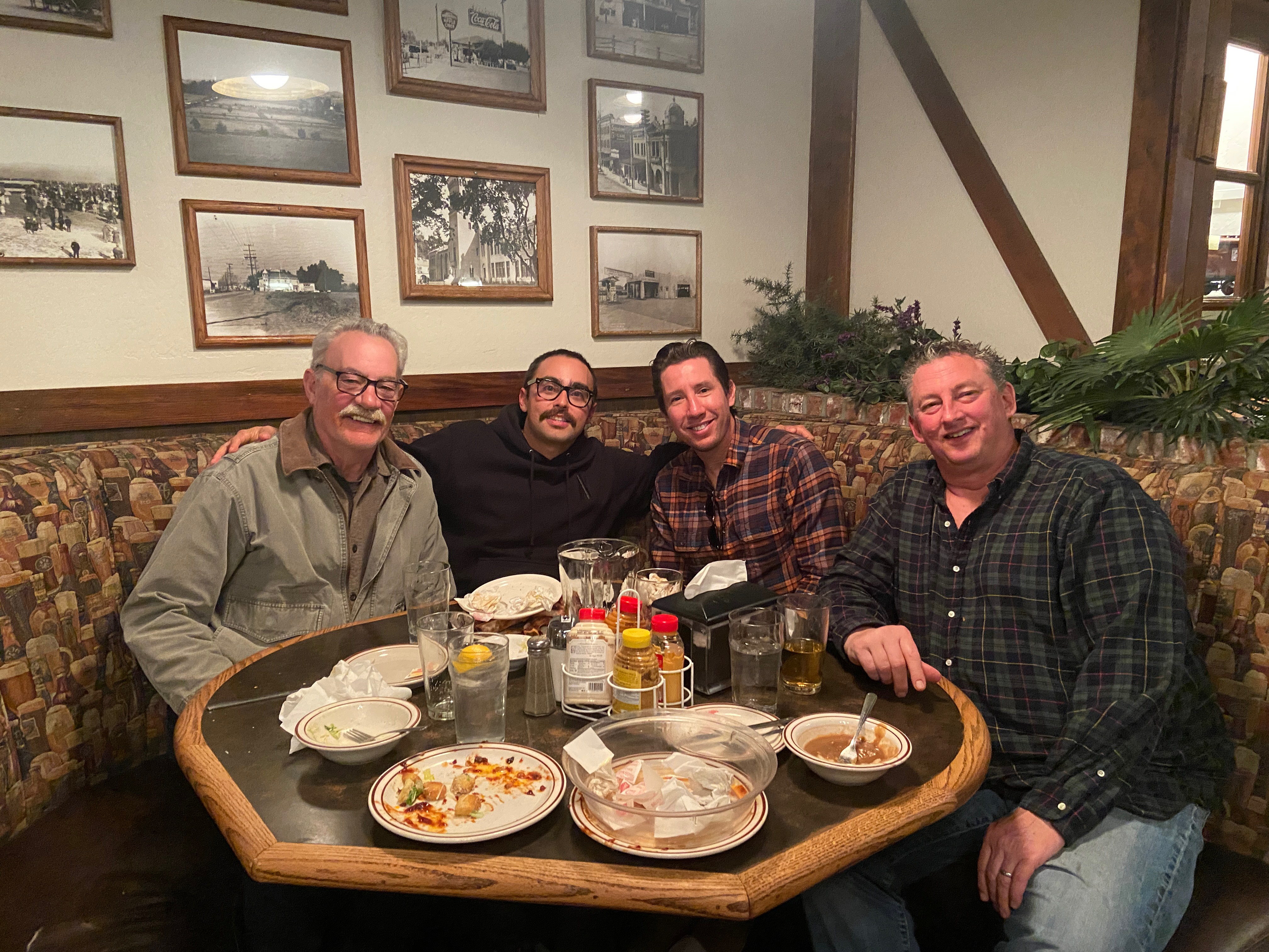 Mike, Max & 2 more neighbors dining at Harry's Hofbrau