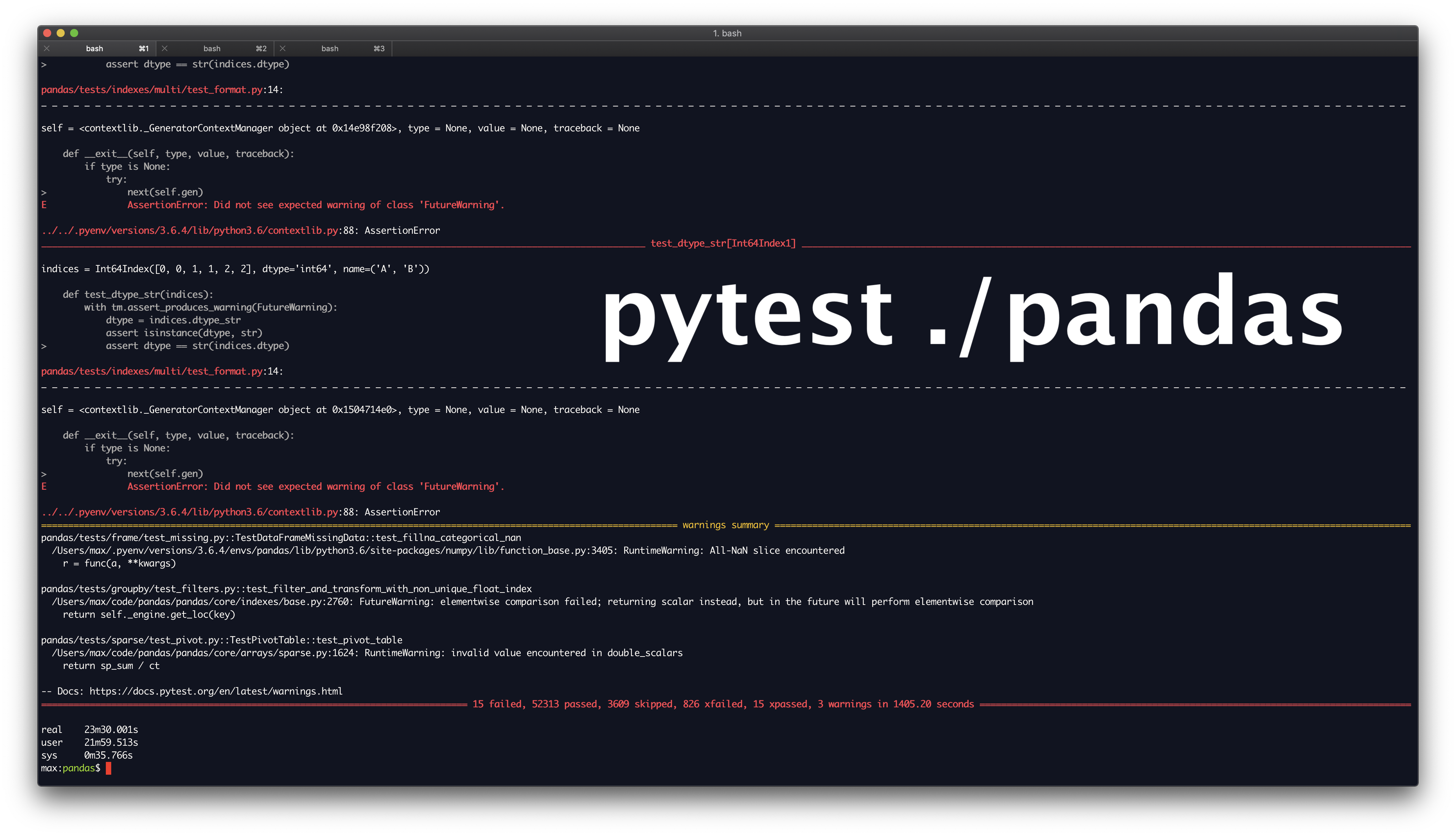 Running Pandas test suite