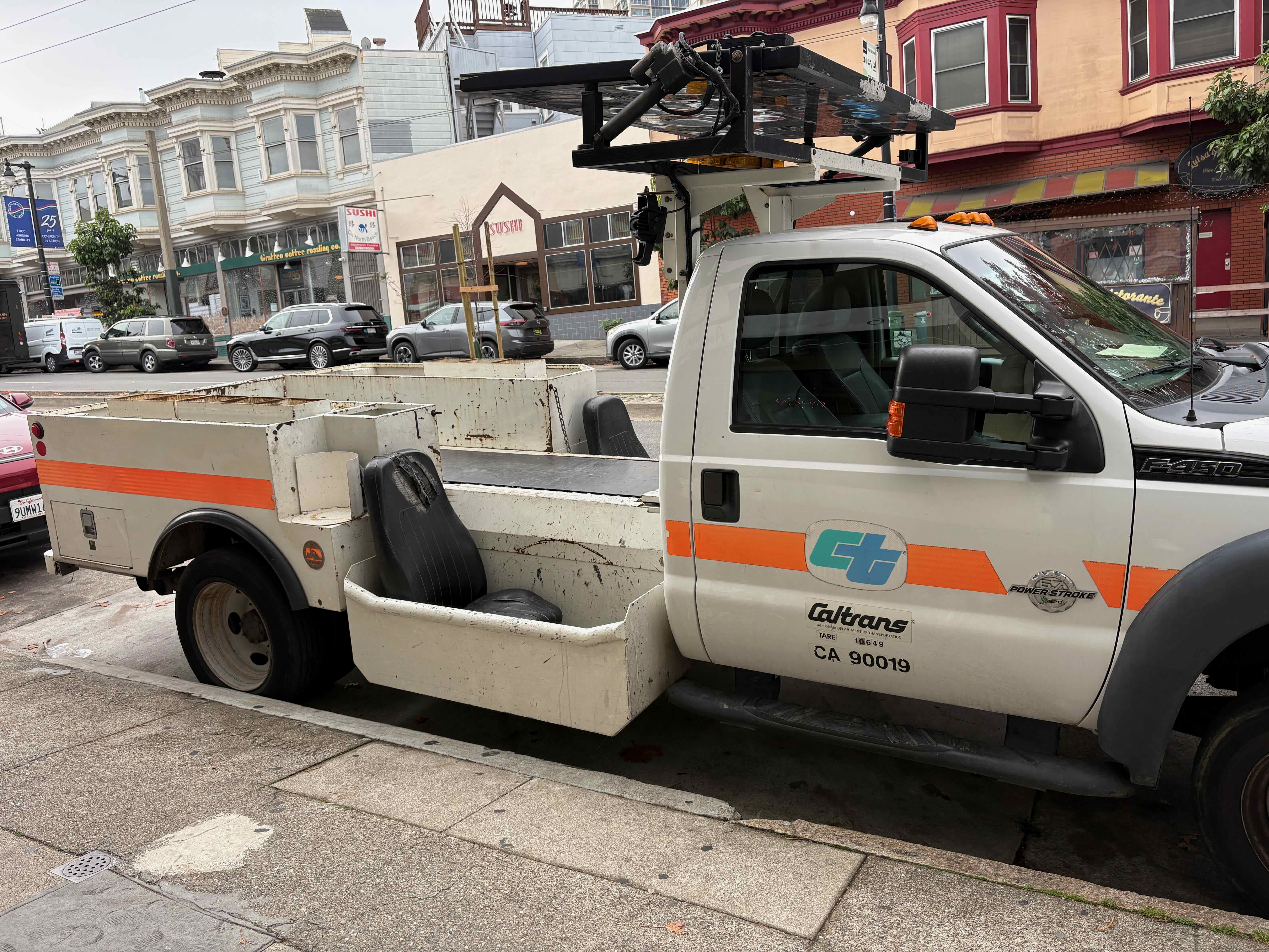A dilapidated CalTrans truck