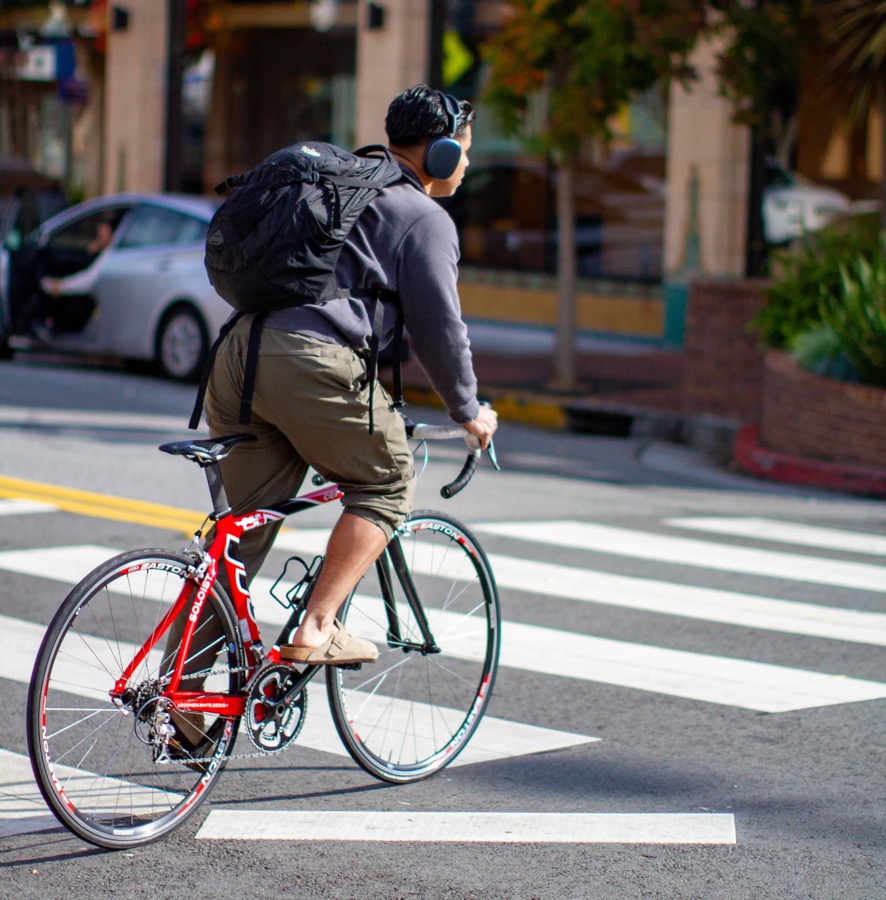 biking with a backpack